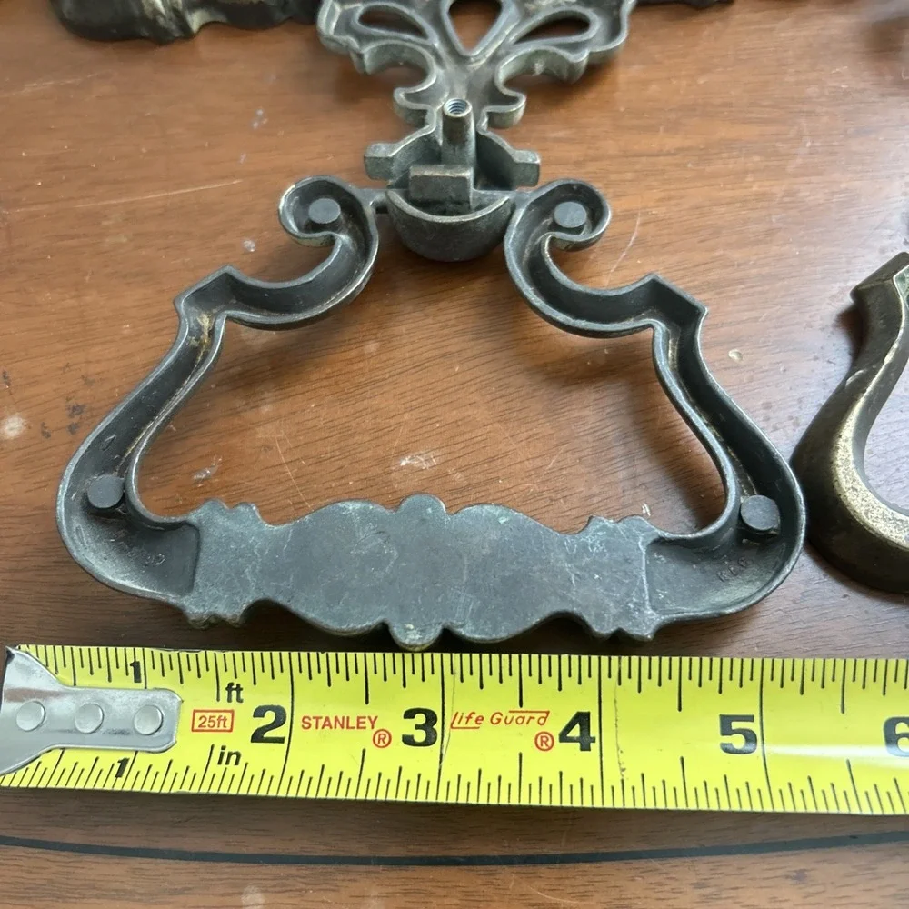 Vintage KBC R796 R97 Brass Tone Bail Drawer Pulls Set of 6 Ornate Hardware